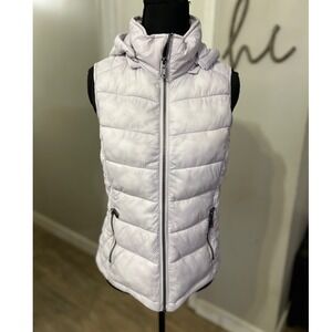 G H Bass & Co Women's Puffer Vest Hooded Lightweight Light Purple Size XS